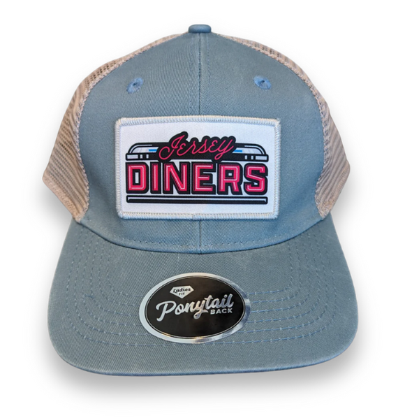 Jersey Diners Ladies Fit Mesh Back Sublimated Patch Cap With Ponytail Mesh Back