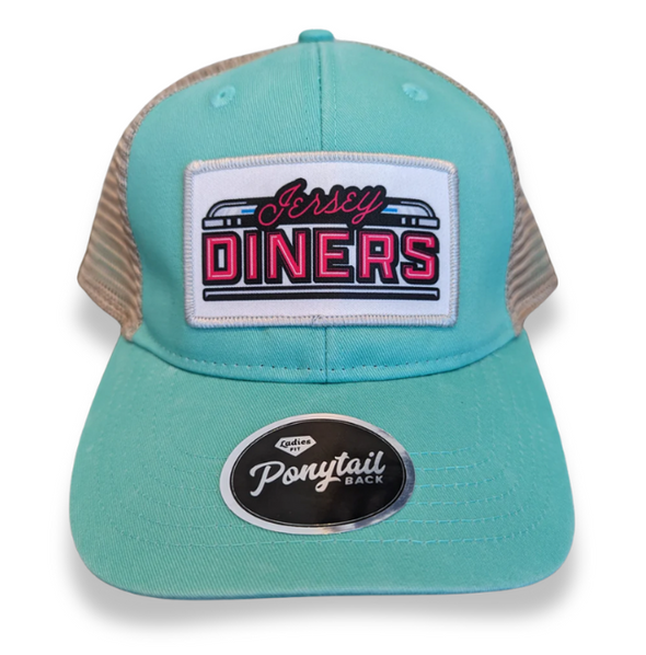 Jersey Diners Ladies Fit Mesh Back Sublimated Patch Cap With Ponytail Mesh Back