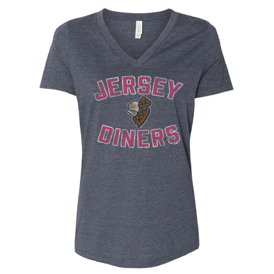 Somerset Patriots Ladies Jersey Diners Heather Navy Relaxed Soft Style Goosneck V-Neck Tee