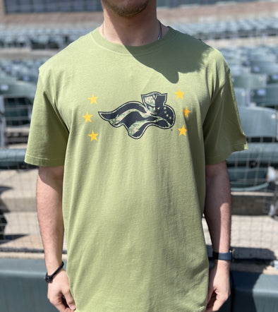 Somerset Patriots Mens 2024 Armed Forces Green Tee