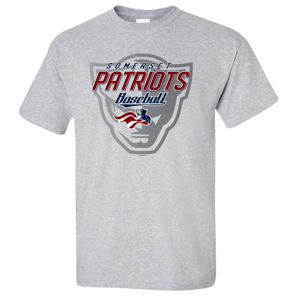 Somerset Patriots Adult Cotton Sport Gray Short Sleeve Patriots Head Hogwash T-shirt