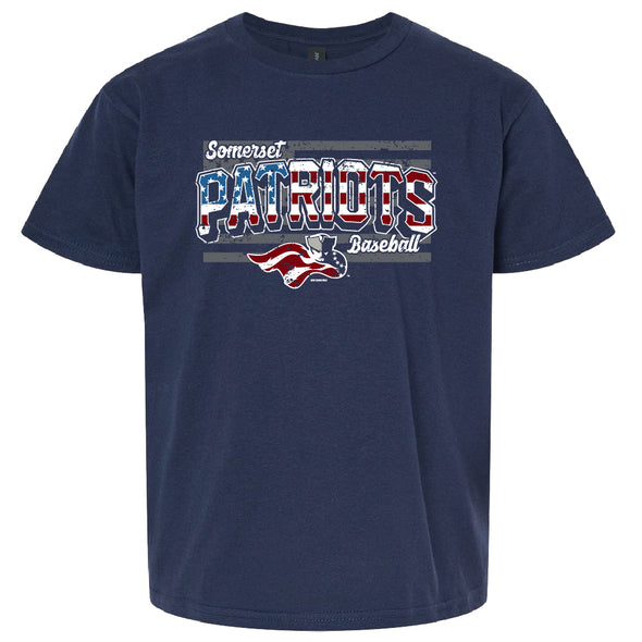 Somerset Patriots Youth Soft Style Stars & Stripes Navy Cartwright Tee