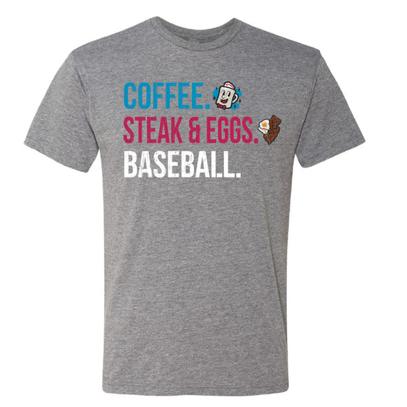 Somerset Patriots Adult Soft Style Jersey Diners Coffee Steak & Eggs Baseball T-shirt