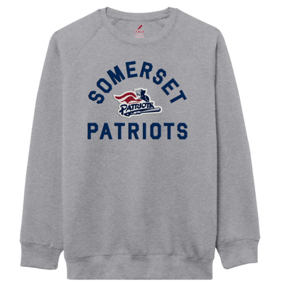 Somerset Patriots Adult Premium Soft Style Unisex Heather Gray Essential Crew Neck Sweatshirt