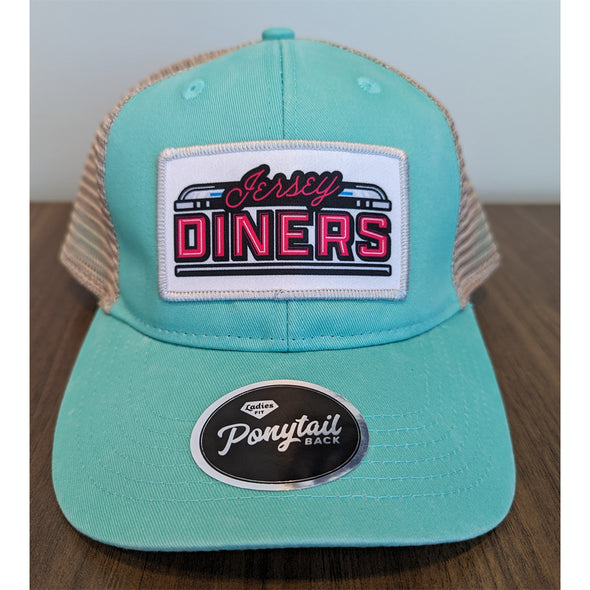 Jersey Diners Ladies Fit Mesh Back Sublimated Patch Cap With Ponytail Mesh Back