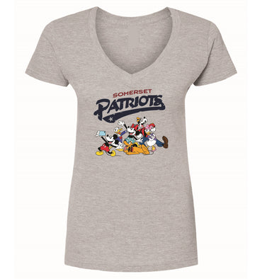 Somerset Patriots Ladies Mickey & Friends V-Neck T-shirt