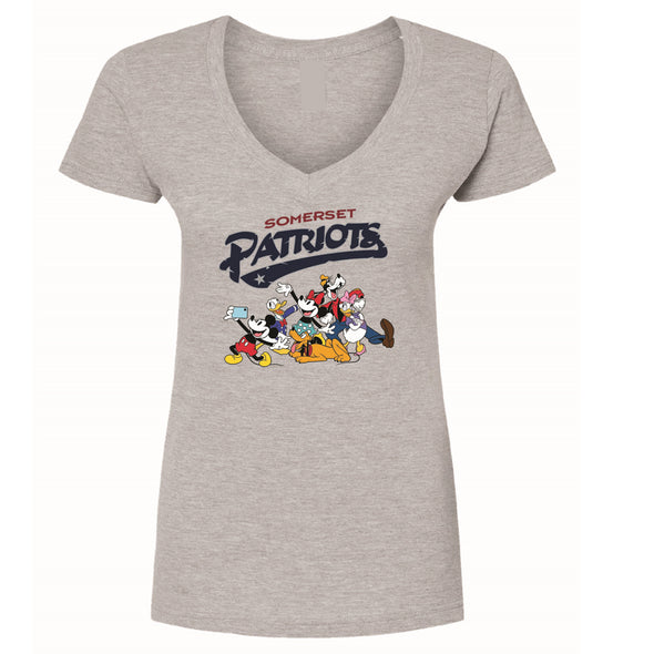 Somerset Patriots Ladies Mickey & Friends V-Neck T-shirt
