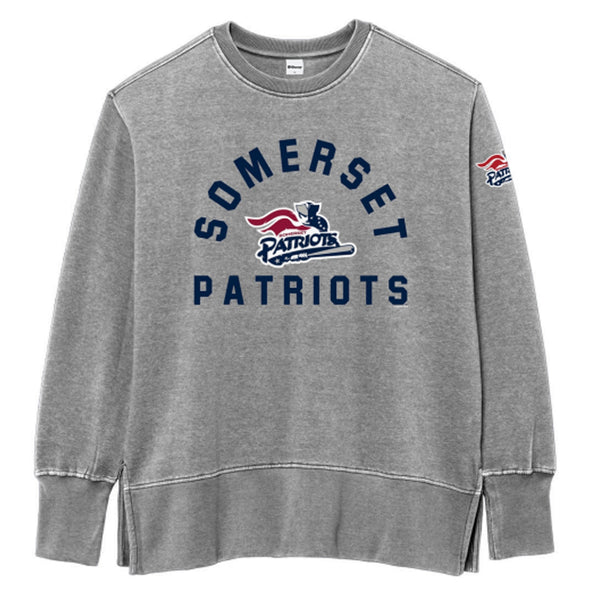 Somerset Patriots Womens Oversized Premium Soft Style Weathered Fleece Crew