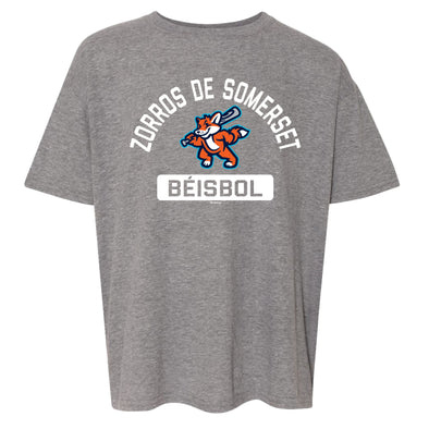 Somerset Patriots Youth SoftStyle Sport Gray Zorros de Somerset  Plane Copa T-shirt