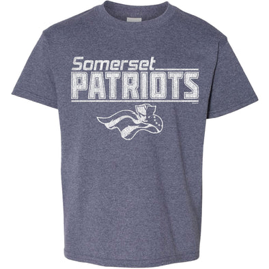 Somerset Patriots Youth Boys Heather Navy Cotton Booking T-shirt