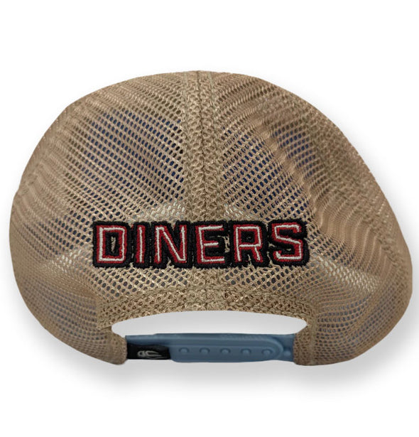 Jersey Diners Adult State & Eggs Distressed Snap Back Tea Stain Cap