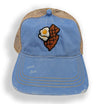 Jersey Diners Adult State & Eggs Distressed Snap Back Tea Stain Cap