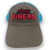 Jersey Diners Adult Wordmark Unstructured Garment Washed Mesh Back Hook Loop Cap