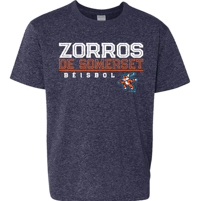 Somerset Patriots Youth SoftStyle Heathered Copa Zorros de Somerset  Oppostion Tshirt