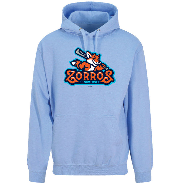 Somerset Patriots Adult Surf Blue Copa de la Diversion Zorros de Somerset  Hooded Sweatshirt