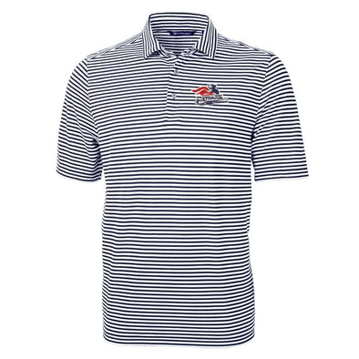 Somerset Patriots Cutter & Buck Virtue Navy White Striped Pique Polo