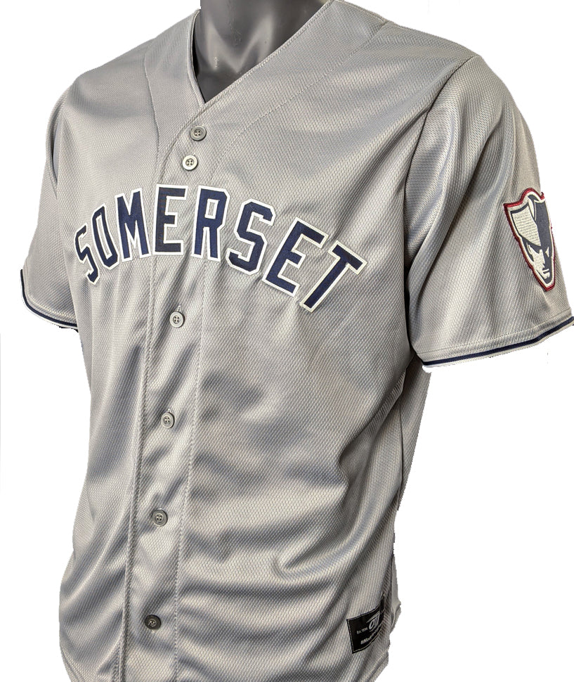 Somerset Patriots Official Youth Road Gray Jersey Replica yxl / No
